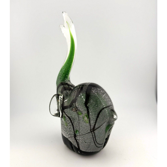 Millefiori Elephant Blown Glass Millefiori Trunk Up Paperweight 8" CHIPPED EAR - Picture 7 of 15